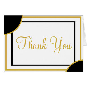 Gold Whte Black Wedding Thank You Cards