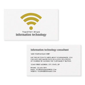 Gold Wi-Fi Logo, Information Technology, Computer Business Card