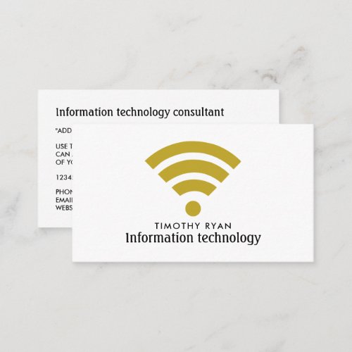 Gold Wi_Fi Logo Information Technology Computer Business Card