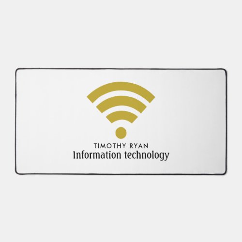 Gold Wi_Fi Logo Information Technology Computer Desk Mat