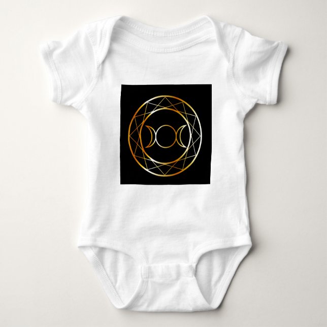 Gold Wiccan symbol Triple Goddess Baby Bodysuit (Front)