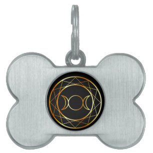 Gold Wiccan symbol Triple Goddess Pet Name Tag