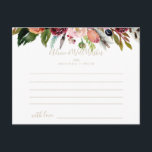 Gold Wild Feather Boho Tropical Floral Wedding  Postcard<br><div class="desc">This gold wild feather boho tropical floral wedding advice card is perfect for a rustic wedding. The design features hand-painted brown wild feathers, boho yellow, white, purple, pink, blush, burgundy flowers and blue berries neatly arranged into beautiful bouquets. These cards are perfect for a wedding, bridal shower, baby shower, graduation...</div>