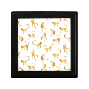 Gold Wild Monkey Tropical Jungle Gift Box