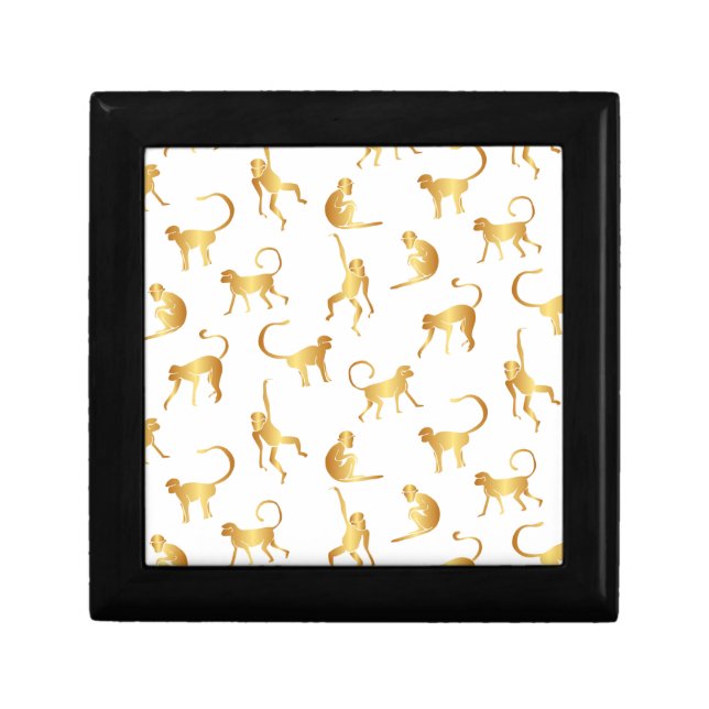 Gold Wild Monkey Tropical Jungle Gift Box (Front)