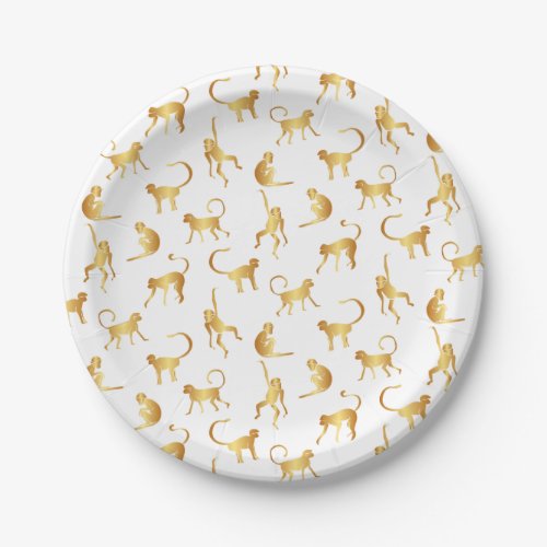 Gold Wild Monkey Tropical Jungle Paper Plates