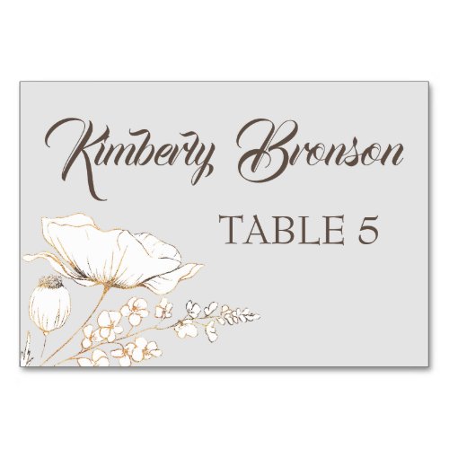 Gold Wildflower Individual Guest Names Table Card