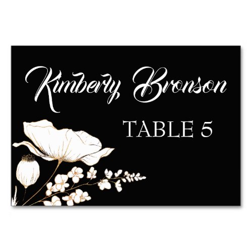 Gold Wildflower Individual Guest Names Table Card