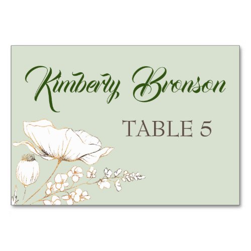 Gold Wildflower Individual Guest Names Table Card