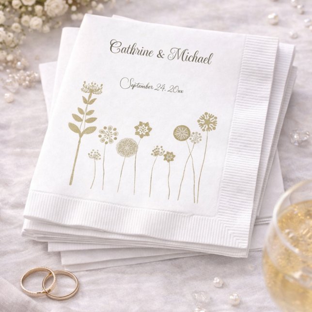 Gold Wildflower Wedding Table Decor Elegant Napkins (Creator Uploaded)