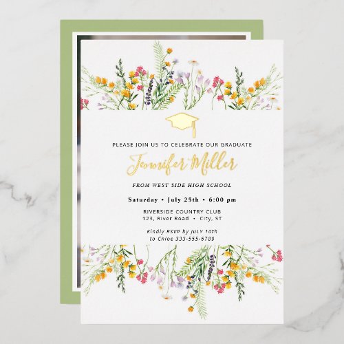 Gold Wildflowers Graduation photo on back
