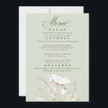 Gold Wildflowers Sage Green and Gold Wedding Menu Invitation<br><div class="desc">Hand-drawn gold wildflowers elegant modern sage green wedding menu cards</div>