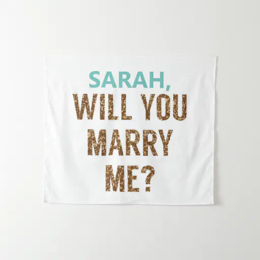 Gold Will You Marry Me? Backdrop Marriage Proposal