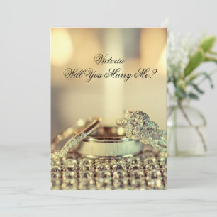Gold Will You Marry Me Name Proposal Invitation