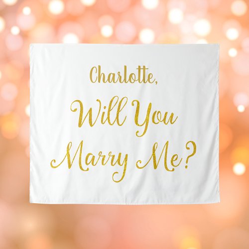 Gold Will You Marry Me Proposal Backdrop With Name