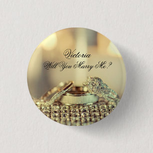 Gold Will You Marry Me Proposal Name Script Button