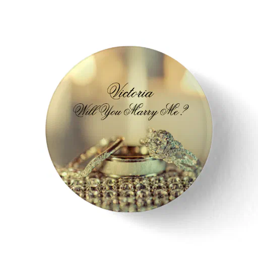 Gold Will You Marry Me Proposal Name Script Button