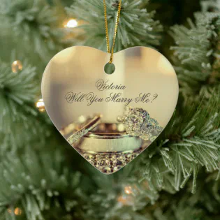 Gold Will You Marry Me Proposal Name Script  Ceram Ceramic Ornament