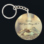 Gold Will You Marry Me Proposal Name Script  Keychain<br><div class="desc">Gorgeous and elegant  “Will You Marry Me?” keychain.  This will positively make your proposal a truly memorable and special day.  She or he will surely say “Yes”. Congratulations!</div>