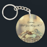 Gold Will You Marry Me Proposal Name Script  Keychain<br><div class="desc">Gorgeous and elegant  “Will You Marry Me?” keychain.  This will positively make your proposal a truly memorable and special day.  She or he will surely say “Yes”. Congratulations!</div>