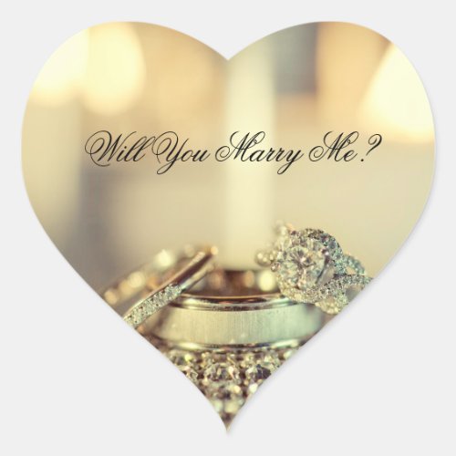 Gold Will You Marry Me Proposal Script  Heart Sticker