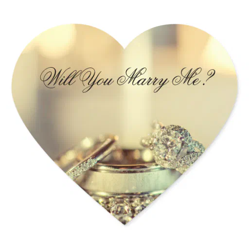 Gold Will You Marry Me Proposal Script  Heart Sticker