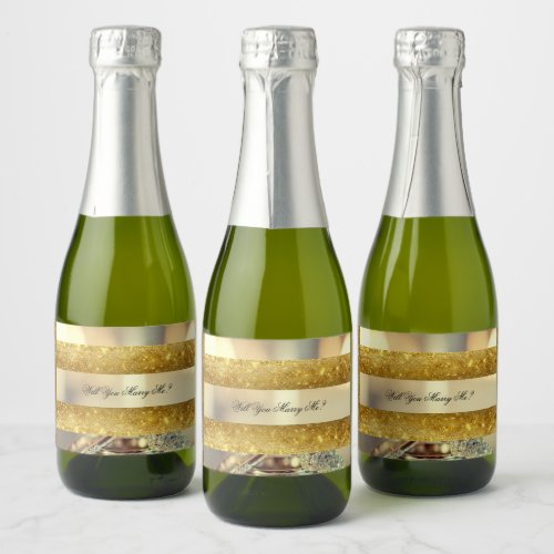 Gold Will You Marry Me Proposal Script Sparkling Wine Label