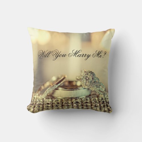 Gold Will You Marry Me Proposal Script Throw Pillow