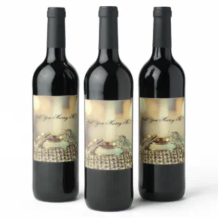 Gold Will You Marry Me Proposal Script Wine Label