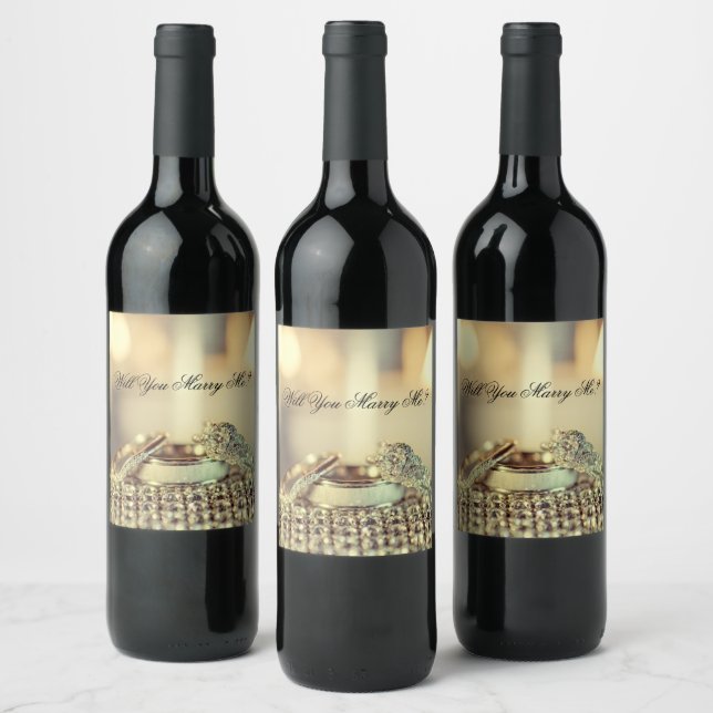 Gold Will You Marry Me Proposal Script Wine Label (Bottles)