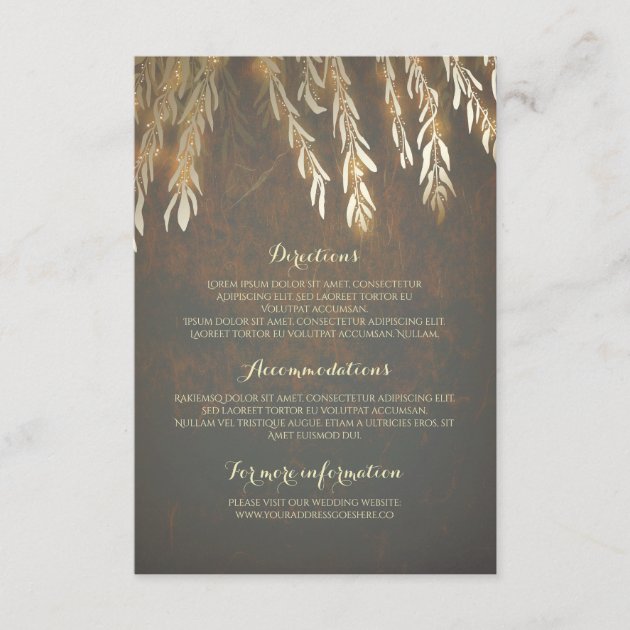 Gold Willow Tree Branches Wedding Details Insert