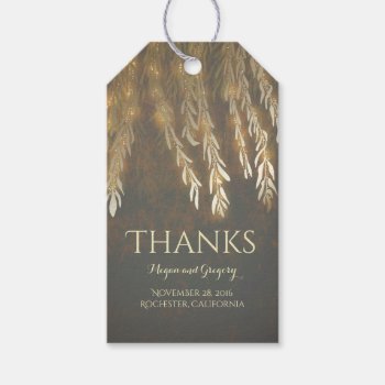 Gold Willow Tree Vintage String Lights Wedding Gift Tags by jinaiji at Zazzle