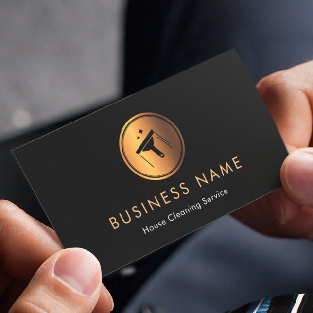 Gold Window Cleaning Logo Cleaner Sparkling  Business Card (Creator Uploaded)
