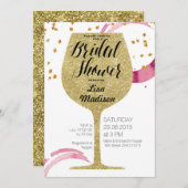 Gold Wine Bridal Shower Invitation card (Front/Back)