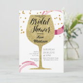Gold Wine Bridal Shower Invitation card (Standing Front)