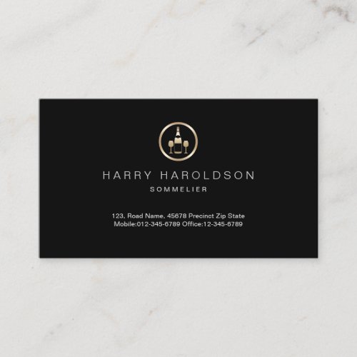 Gold Wine Icon Sommelier Business Card