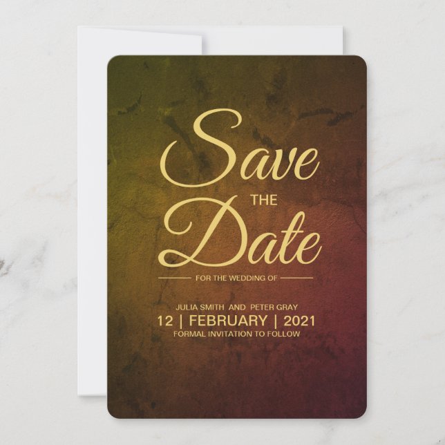 Gold Wine Script Save The Date Invitation (Front)