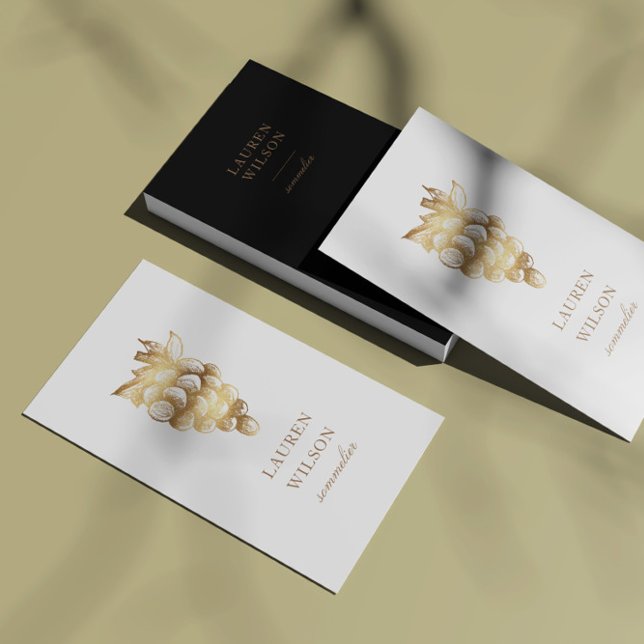 Gold Winery Winemaker Sommelier Elegant Business Card (Creator Uploaded)