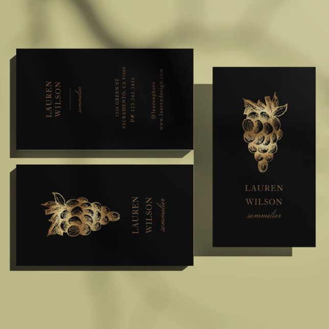 Gold Winery Winemaker Sommelier Elegant Business Card (Creator Uploaded)