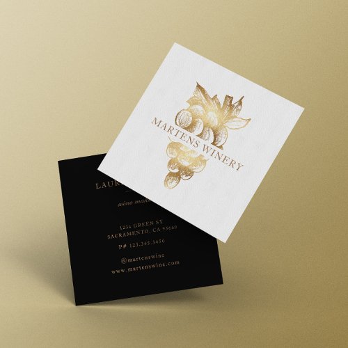 Gold Winery Winemaker Sommelier Elegant Square Business Card