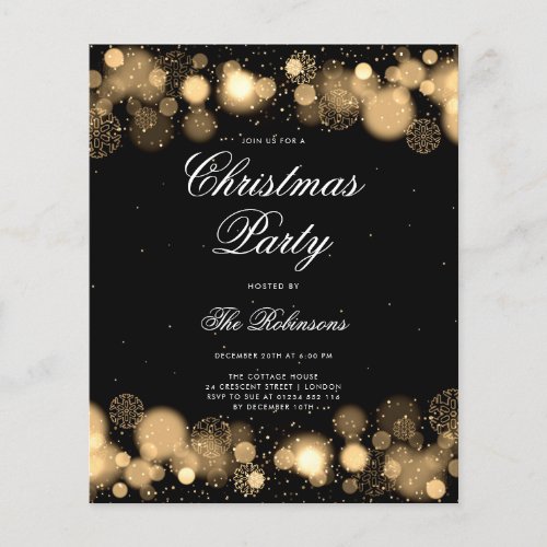 Gold Winter Christmas Party Invite Program  Menu Flyer