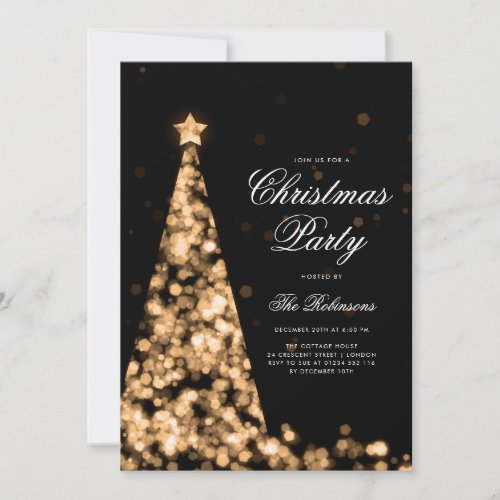 Gold Winter Christmas Tree Invite Program Menu