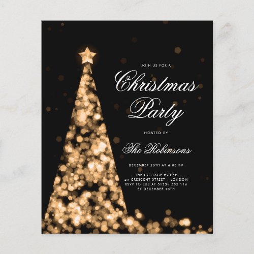 Gold Winter Christmas Tree Invite Program Menu Flyer