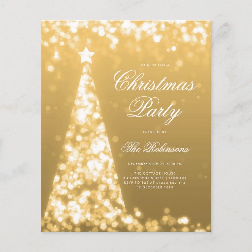 Gold Winter Christmas Tree Invite Program Menu Flyer