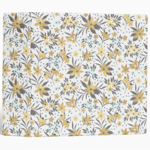 Gold Winter Floral Design 3 Ring Binder