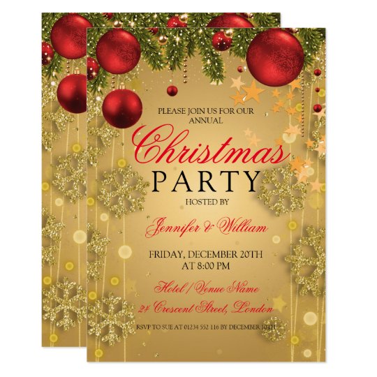 Gold Winter Glam Christmas Holiday Party Invitation | Zazzle.com