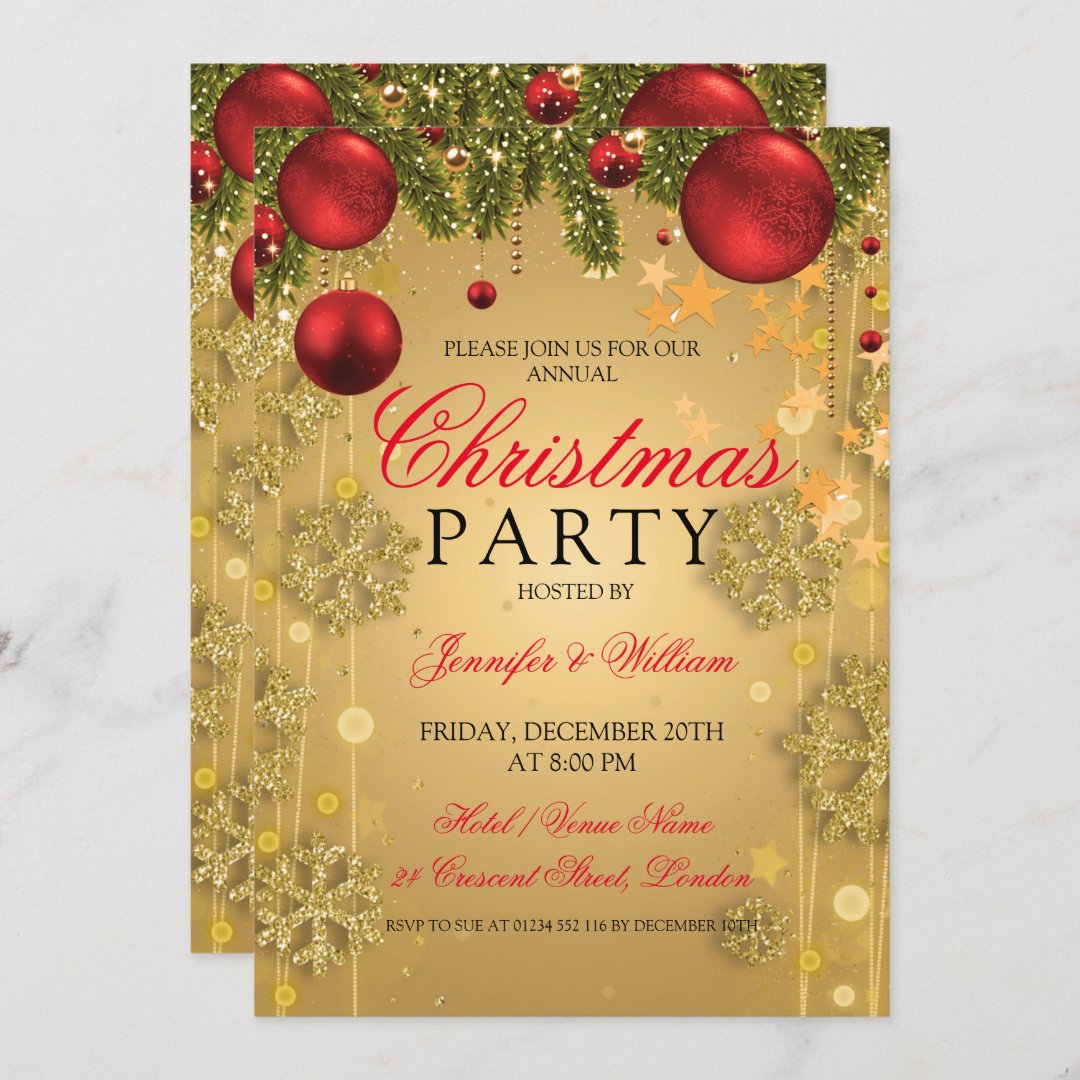 Gold Winter Glam Christmas Holiday Party Invitation | Zazzle