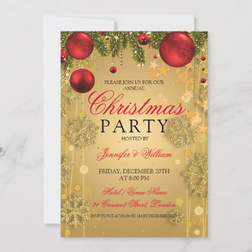 Gold Winter Glam Christmas Holiday Party Invitation | Zazzle