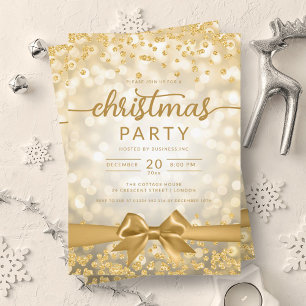 Gold Winter Glam Company Xmas Ribbon Invitation