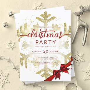 Gold Winter Glitter Snow Company Christmas Invitation